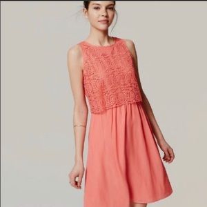 LOFT Dress Coral Color With Eyelet Bodice Sleeveless Womens Size 10 EUC